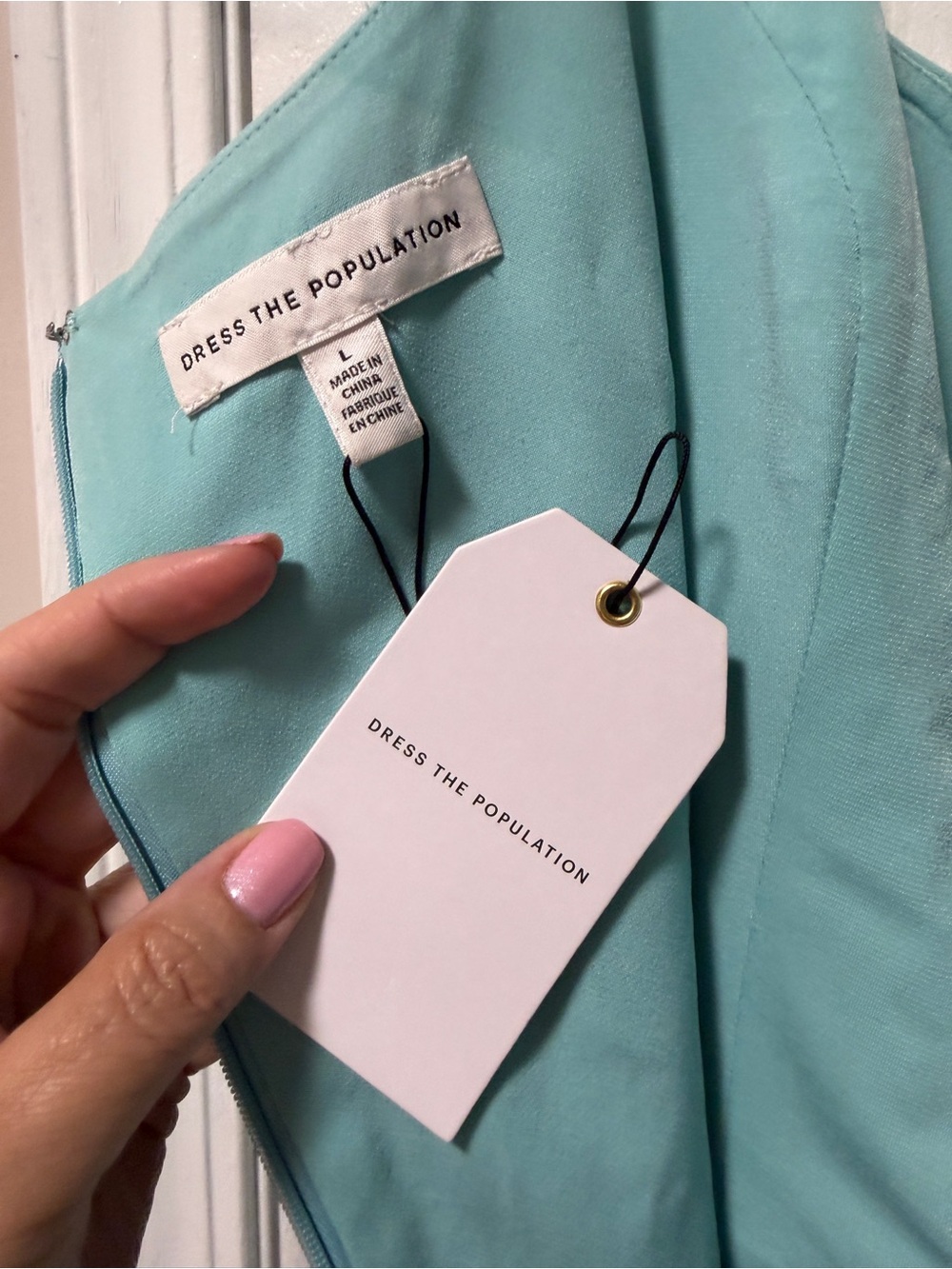Dress the Population Aqua Midi Sheath Dress NWT - Picture 7 of 8